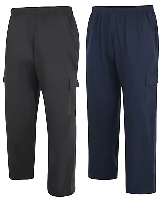 Men's Cargo Trousers Technical Work Trousers Big Sizes 2XL-8XL HEAVY FLECCE • £9.99