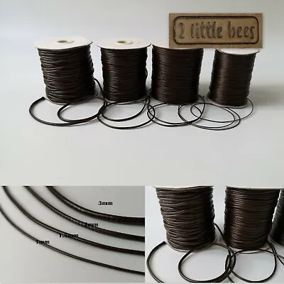 Waxed Cord Brown 1/1.5/2/3mm Necklace Jewellery Rope String Thread Craft UK • £1.83