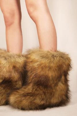 £32.99 • Buy Womens Platform Faux Fur Fluffy Boots Warm Winter Cosy Linning Flat Ankle Boot