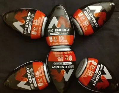 6 BIG 2X Mio BLACK CHERRY ENERGY B Vitamin Caffeine Water Liquid Enhancer DRINK  • $32.95