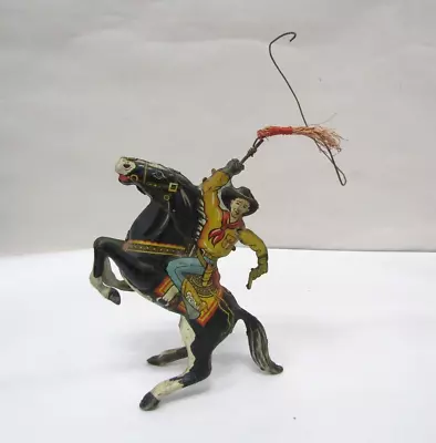 VTG 1940 Marx Tin Wind-Up Toy Roping Rodeo Cowboy Riding Horse -WORKS!! • $50