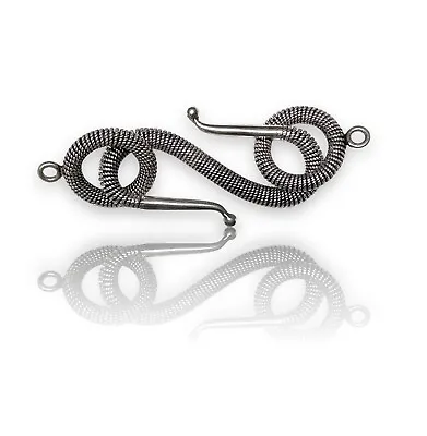 BIG Silver S-Hook Clasp Sterling Twisted  Wire W/End Rings 2.5  Enhancer Finding • $49.95