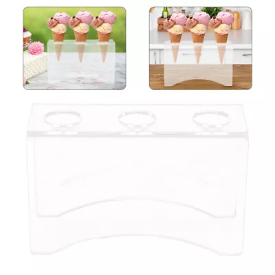 Acrylic Ice Cream Cone Holder - 2 Hole Display Stand For Parties & Events-DQ • £11.15