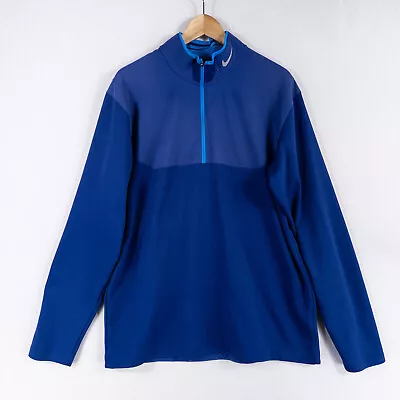 Nike Golf Dri-Fit 1/2 Zip Mock Pullover Windshirt Windbreaker Mens Large Blue • $18.99