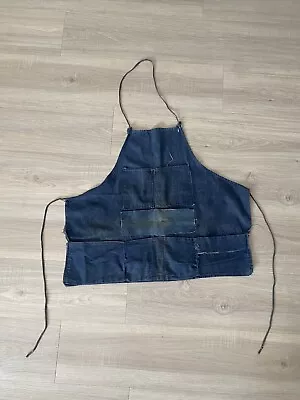 Wow! Vintage Industrial Denim Shop Half Apron Distressed Repairs Stains Workwear • $42