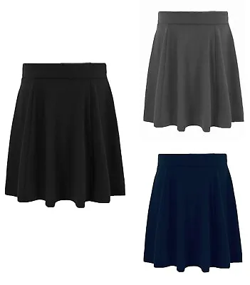£4.99 • Buy Girls School Skater Skirt Ex Ge@rge Black Grey Navy Easy On Jersey Uniform NEW