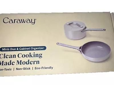 NEW Caraway Minis Duo Cookware 8” Pan 1.75 Qt Pan Lid Cabinet Organizer CREAM • $125