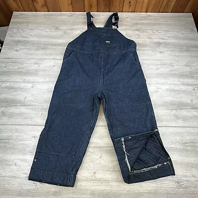 VTG Osh Kosh Overalls Mens 48x28 Blue Dark Wash Denim Carpenter Insulated USA • $10