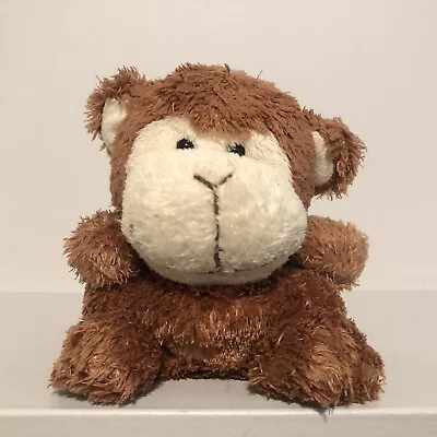 Monkey Beanie Mini Plush 4” Brown Tan Lovey Stitched Eyes Nose Smile Sitting Toy • $9.99