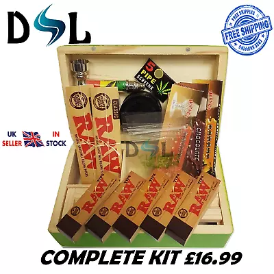 £9.01 • Buy Smoking Wood Stash Storage Rolling Box Roach Raw Papers Tips Grinder OCB Screens
