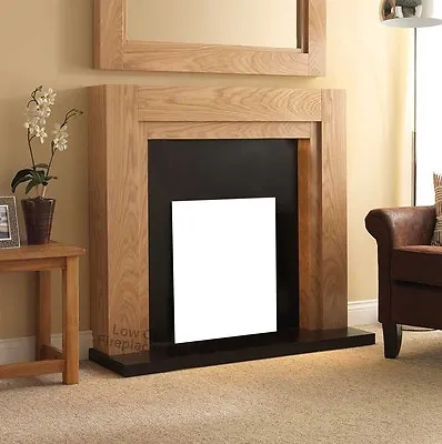 Electric Oak Wood Surround Black Modern Wall Fire Fireplace Suite - Large 54  • £497