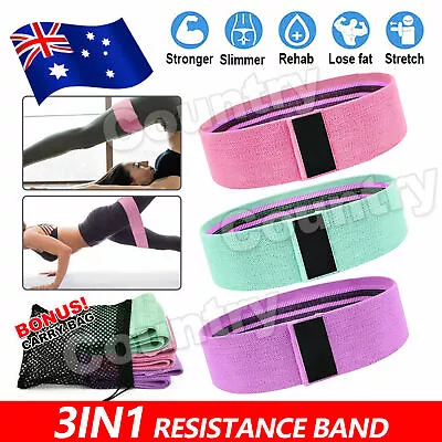 Resistance Booty Bands Set 3 Fabric Hip Circle Bands Workout Exercise Guide+Bag • $11.95