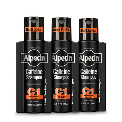 Alpecin Caffeine Shampoo C1 Black Edition 3-Pack Promote Natural Hair Growth • $35.95