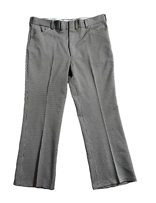 Vintage 70s Houndstooth Polyester Pants Slacks Mens 38x29 Rockabilly Disco Talon • $29.74