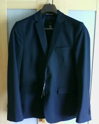 H&M Lads Mens Smart Casual Jacket Blazer 36R Dark Blue Slim Fit BNWT • £15