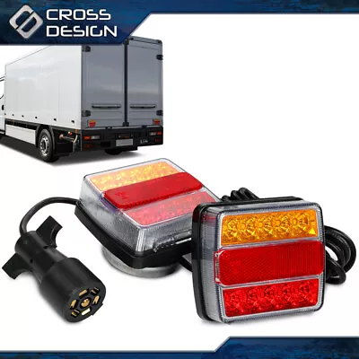 Pair 25 LED Magnetic Trailer Towing Lights Kit W/ 24ft Cable & 7 Pin Plug • $35.71