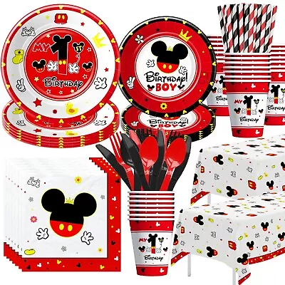 Mickey 1st Birthday Party Supplies For Boy Birthday Party Decorations 24 Guests • $46.99
