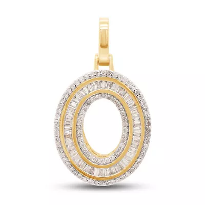 6/7ct Baguette & Round Natural Diamond Initial  O  Pendant 10K Yellow Gold • $1244.41