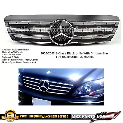 2000 2001 2002 S500 S430 S55 Grille Black Chrome Star AMG Emblem W220 S-Class • $139.99