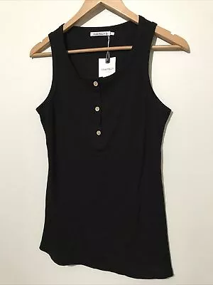 Pink Milly Shirt Womens Medium Black Sleeveless Top Blouse Pullover • $11.69