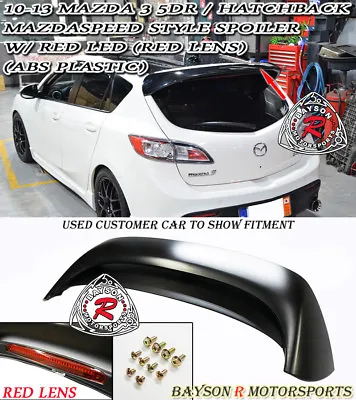 Fits 10-13 Mazda 3 Hatch 5dr MS-Style Rear Roof Spoiler (ABS) + Red Lens LEDs • $179.99