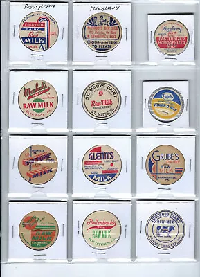 Pennsylvania Milk Bottle Caps - 12 Different Caps - Set #13 • $3.95