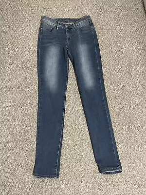 Levi's Demi Curve Jeans Womens W25 L30 Light Wash Blue Mid Rise Skinny Stretch • £18.50