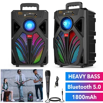 8  Heavy Bass Portable Bluetooth Speaker Subwoofer Sound Party System RGB TWS FM • £19.99