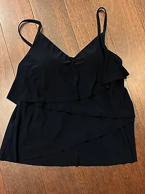 Black Layered Magic Suit Tank Top Only Lined Size 10 • $6