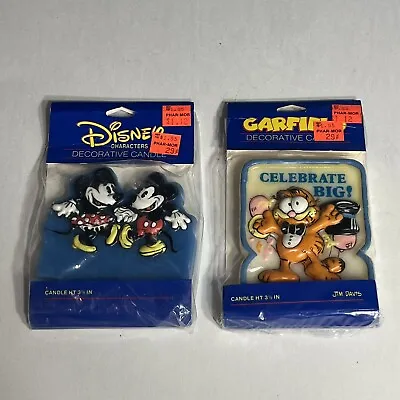 2 Disney Mickey Mouse Garfield Birthday Party Candles Cake Toppers Vintage • $15.99