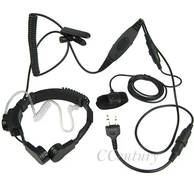 Military Tactical Throat Mic Earpiece Headset PTT For ICOM IC-V82 IC-V68 IC-F10 • $59.99