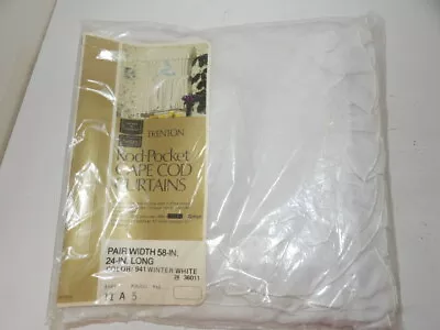 Vintage Winter White Cape Cod Curtains 58 W  X 24  L Sears Roebuck NOS • $29.99