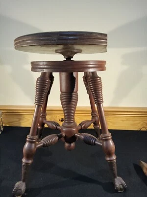 $89.99 • Buy Antique Mahogany Cast Iron Eagle Claw Foot Glass Marble Piano Stool Parts Repair