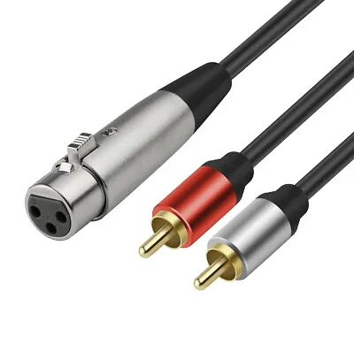 1.5m 3 Pin XLR Female To Dual RCA Male Plug Stereo Audio Y Splitter Patch Cable • $9.99