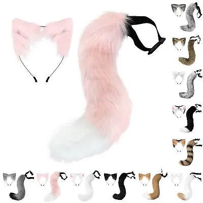 Halloween Gothic Beast Ear Tail Cosplay Animal Ears Tail Set Wolf Ears Cosplay • $11.85