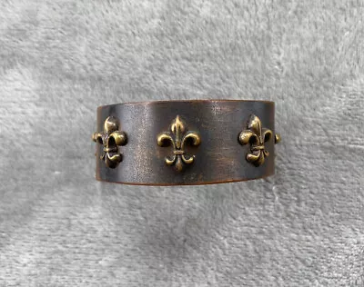 Vintage Fleur-de-Lis Copper Cuff Bracelet Handmade By Pedro Pujols • $55