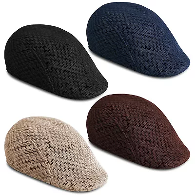 Classic Mesh Summer Gatsby Cap Mens Ivy Hat Golf Driving Sun Flat Cabbie Newsboy • $8.99