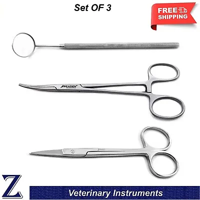 Kelly Forceps Veterinary Instrument Ear Hair Removal Iris Scissors Surgical Tool • £11.49