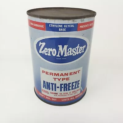 Zero Master Permanent Type Anti-Freeze 1 Quart Oil Can Tin Vintage Antifreeze  • $54.50