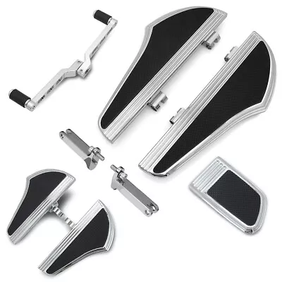 Chromed Defiance Foot Boards Shift Levers Rear Floorboards Pedal For Harley FLHX • $228.65