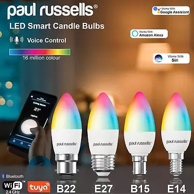 40W LED Smart RGB WiFi Bulbs For Apps By IOS & Android B22 B15 E27 E14 Cap 240V • £78.99