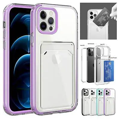 $10.59 • Buy Clear Case For IPhone 14 Pro Max 13 12 11 XS XR SE3 Shockproof Card Holder Cover