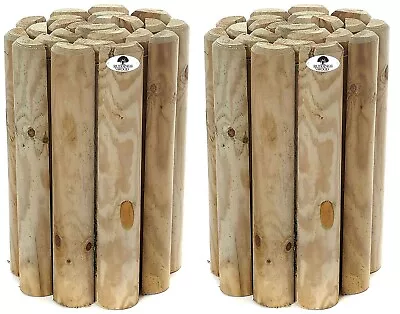 Log Rolls Lawn Border Edging Timber Path Wood Garden Edge 15” High Set Of 2 • £33.99