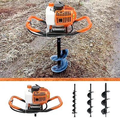 52cc Gas Powered Earth Auger Post Hole Digger Borer 1900W W/ 4 /6 /8  Drill Bits • $136.30