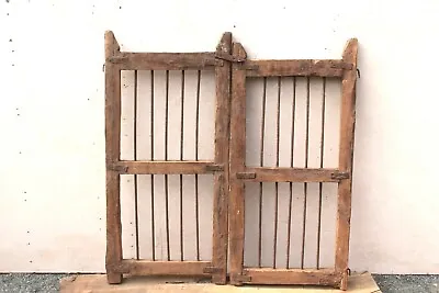 Vintage Iron Grill Wooden Dog Gate Antique Fatak Small Gate Home Wall Deco BS-76 • $549