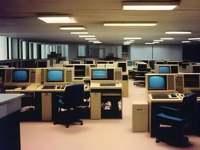 1970s Style Computers Terminals Computer Lab Liminal Space Poster Print 18 X 24 • $26.99