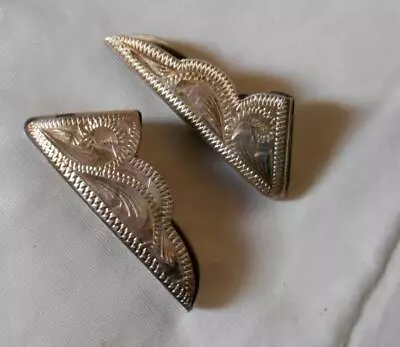 Vintage VOGT STERLING SILVER ENGRAVED Shirt Collar Tips • $75