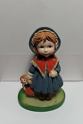 Vintage Little Storybook Girl With Doll Ornament Figurine • $7