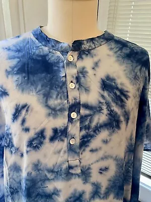 Kaftan Tie Dye Blue White Women's Men's Unisex New Silk Light Weight NEW • $48