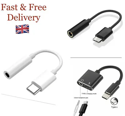 USB TYPE C TO 3.5mm Jack AUDIO Aux Headphone Adapter Headset Type C Earphone Uk • £2.98